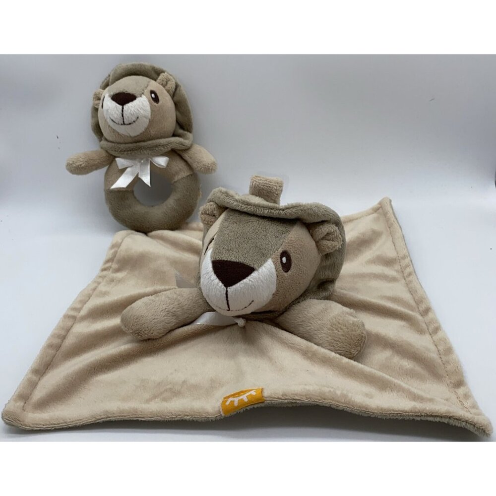 Baby Soft Lovie Security Blanket & Rattle Set Lion Simmons Infant Toy Set